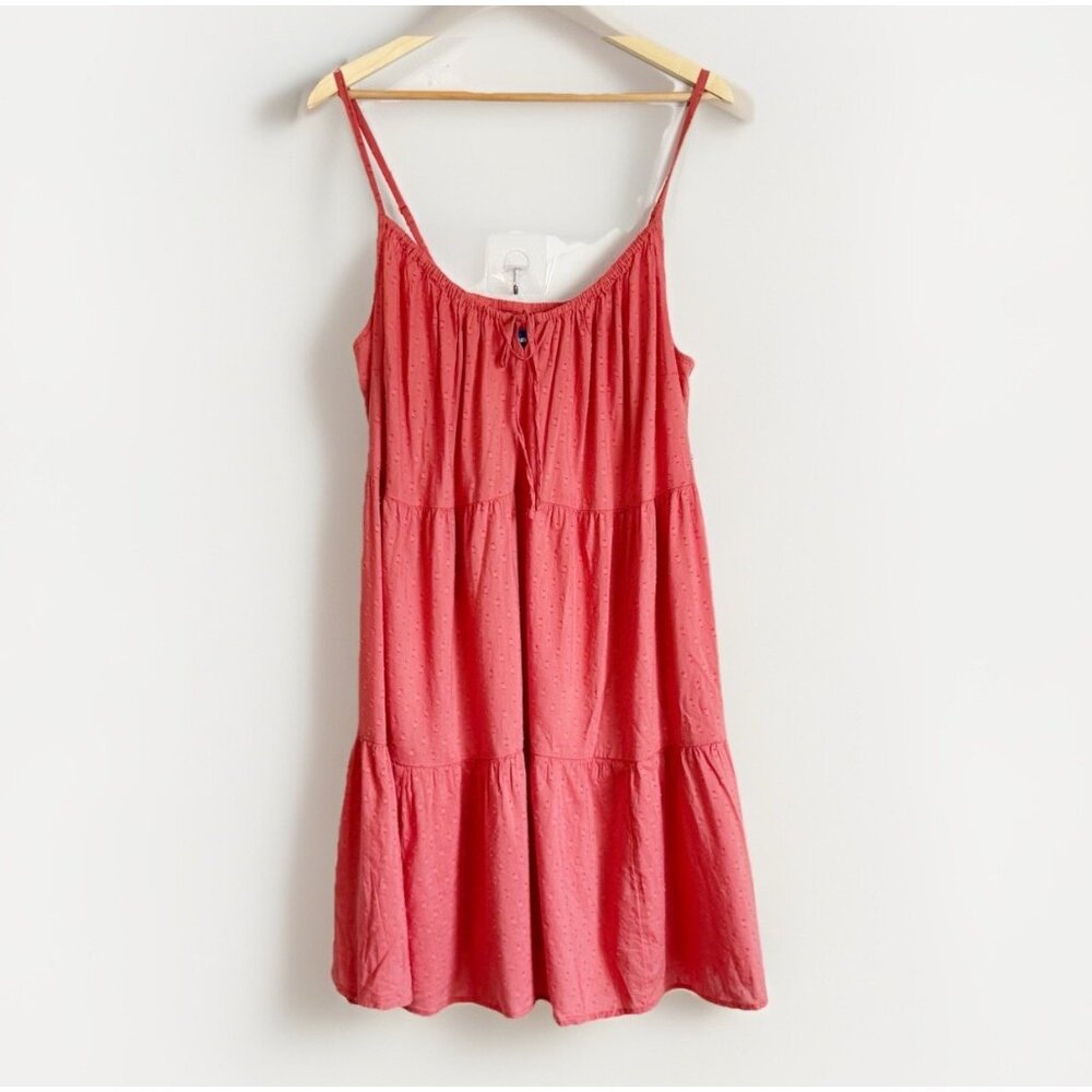 Old Navy Swiss Dot Tiered Cami Babydoll Dress Women’s XL Coral Pink Boho Pockets